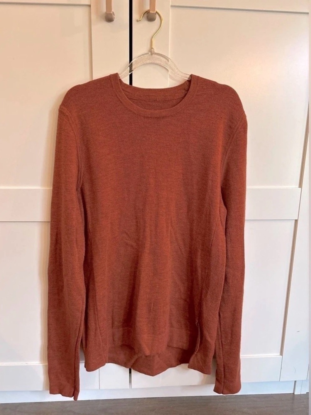 Lululemon Men's Rust Orange Merino Wool Blend Crewneck Sweater Small